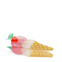 air claw clip featuring a delicious ice cream on a cone design, in multiple colours, with hints of marbling and translucence.