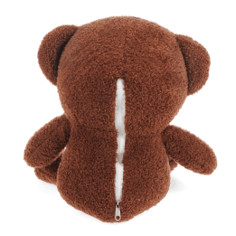 Brown plush teddy bear travel toy with a fold‑out neck pillow.
