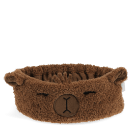 Soft and cosy headband, featuring the friendly face of a capybara. 