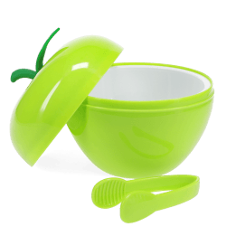 Green apple shaped ice bucket with lid and tong