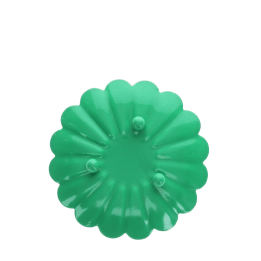 Base of green enamel flower-shaped trinket dish.