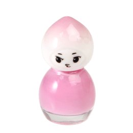 doll‑shaped nail polish bottles with cartoon faces in pink