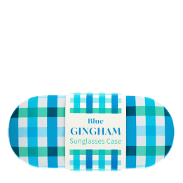 Blue gingham patterned sunglasses case 