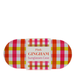 Pink gingham patterned sunglasses case