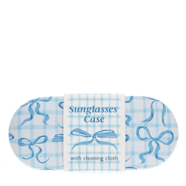 Blue bow patterned sunglasses case