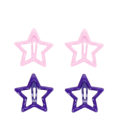 Purple and pink star hair clips in a set of four.