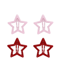 Red and pink star hair clips in a set of four.