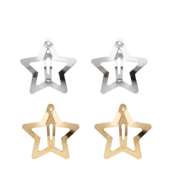 Gold and silver star hair clips in a set of four.