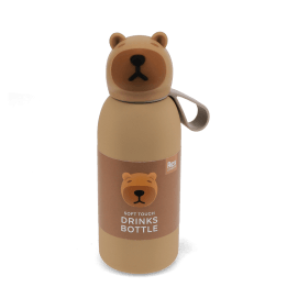 Stainless drinks bottle with bear lid and carry loop