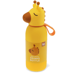 Giraffe drinks bottle with character lid and carry loop.