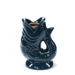 Blue ceramic fish-shaped candleholder