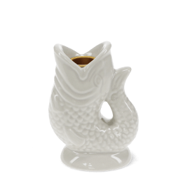 Grey ceramic fish-shaped candleholder