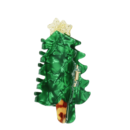 Green Christmas tree-shaped hair claw clip with a glittery gold star topper.