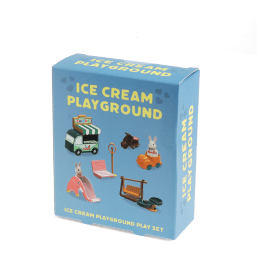 Ice Cream Playground play set retail box featuring toy playground and ice cream van illustrations.