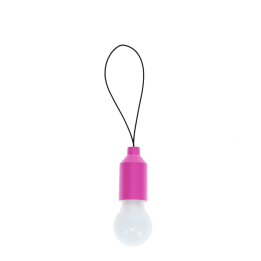 pink mini LED light bulb keyrings with black loop cords