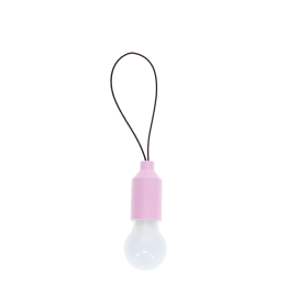 pink mini LED light bulb keyrings with black loop cords
