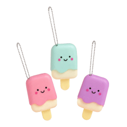 Ice lolly lip gloss keyrings in pink, green and purple