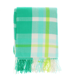 Green, white, lime green and tea check blanket.