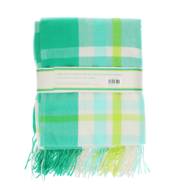 Green, white, lime green and tea check blanket.