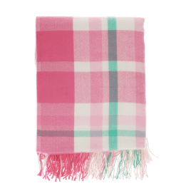 check pattern in pink, white and teal blanket