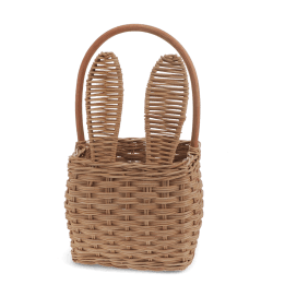 Natural rattan rabbit basket with bunny ears and carry handle
