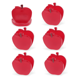 Set of six red apple-shaped bag clips