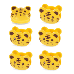 Set of six tiger-shaped bag clips
