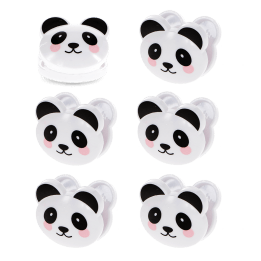 Set of six panda-shaped bag clips