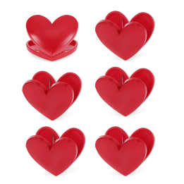 Set of six heart-shaped bag clips 
