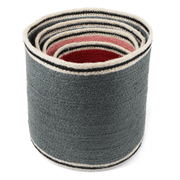 Set of four nested woven jute baskets