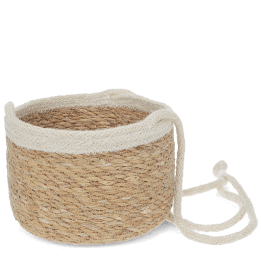 Natural seagrass hanging basket with hanging loop.