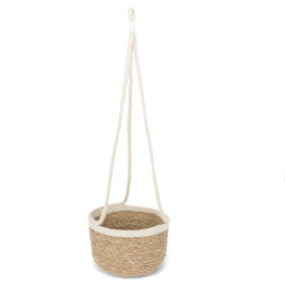 Natural seagrass hanging basket with hanging loop.