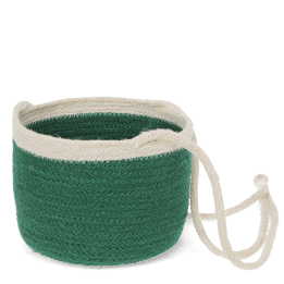 Green seagrass hanging basket with hanging loop.