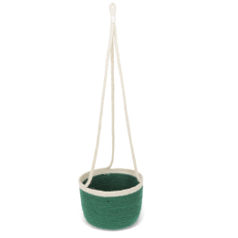 Green seagrass hanging basket with hanging loop.