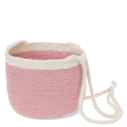 Pink seagrass hanging basket with hanging loop.