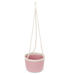 Pink seagrass hanging basket with hanging loop.