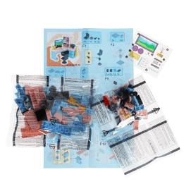 Pocket Blocks office set building kit with assorted pieces, instructions and sticker sheet