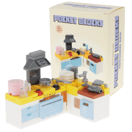 Pocket Blocks kitchen set building toy with miniature appliances, cookware and kitchen units