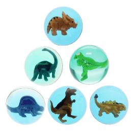 Dinosaur bouncy balls with assorted dinosaur figures inside blue balls