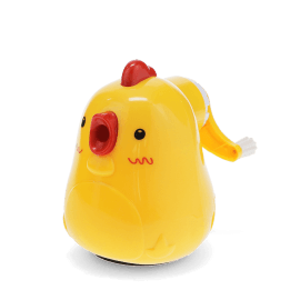 Hand-crank chicken pencil sharpener with yellow plastic body
