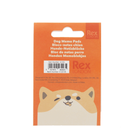 Back view of dog memo pads packaging shown with barcode.