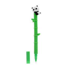 Panda pen with bamboo-shaped green barrel and 3D panda topper 