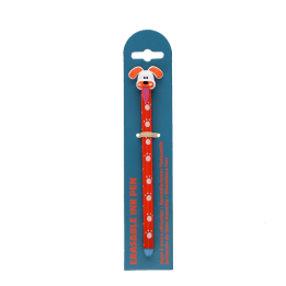 Dog-themed erasable ink pen with paw-print barrel and playful dog topper.