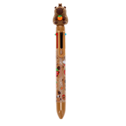 Capybara-themed six-colour pen with animal topper