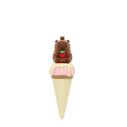Capybara ice cream cone highlighter pen with capybara topper on top.