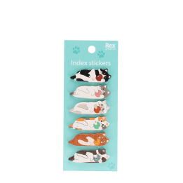 Cat-shaped index stickers featuring a cute cat laid down with a ball of yarn