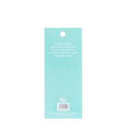 Back view of cat index sticker packaging with product information and barcode