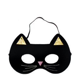 Black cat-shaped eye mask with elastic strap
