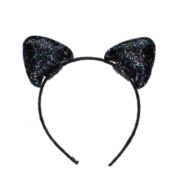 Black glitter cat ears headband
