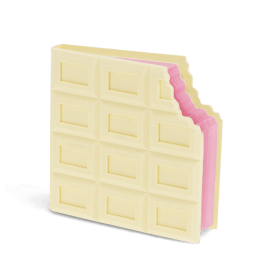 White chocolate bar-shaped notebook with bite-mark design 